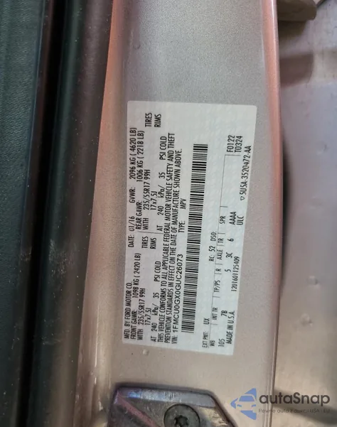 2016 Ford Escape Se из США, поврежденный, VIN 1FMCU0GX0GUC26073